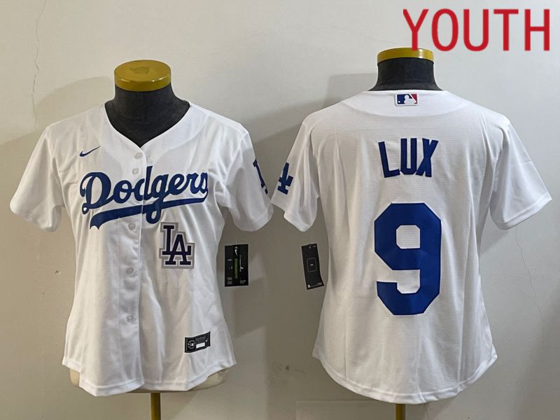 Youth Los Angeles Dodgers #9 Lux White Game 2024 Nike MLB Jersey style 5->youth mlb jersey->Youth Jersey